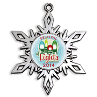 Die Cast Holiday Ornament - High Gloss Nickel Snowflake Shape With Intricate Pierced Details